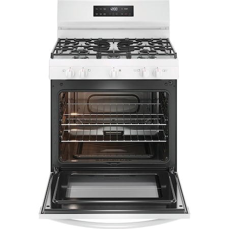 Frigidaire Frigidaire 30-Inch Quick Boil Gas Range with 5 Burners and Steam Clean, White FCRG3062AW